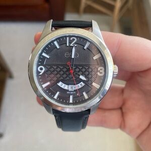 ESQ Movado Black and Silver Watch